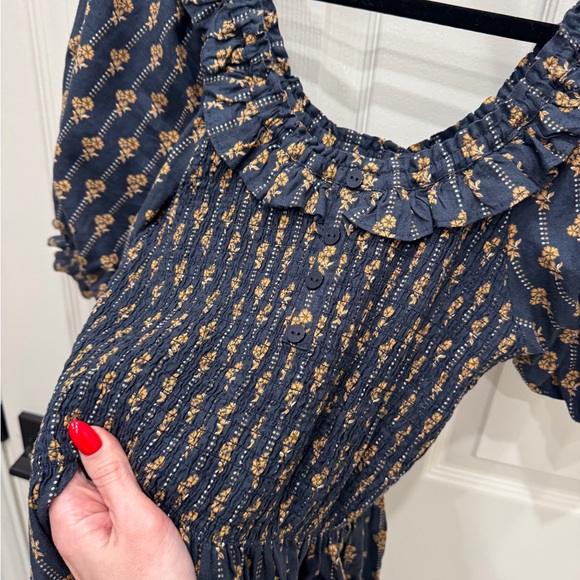 Rylee + Cru Navy and Gold Floral Maxi Dress - Picture 6 of 16